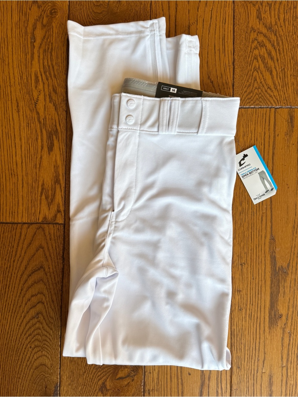 Champro Triple Crown 2.0 Open Bottom Men’s Baseball Pant — White, Size M